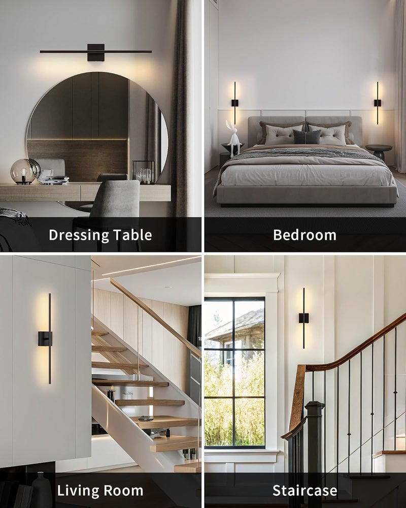 KDG Cordless Wall Sconces Set of 2, Wireless 5200mAh Rechargeable Battery Operated LED Wall Lamps with Remote, 360° Rotate Lightings for Wall Painting, Bedroom, Hallway, Night Light 31.5 inch (Black) - Image 5